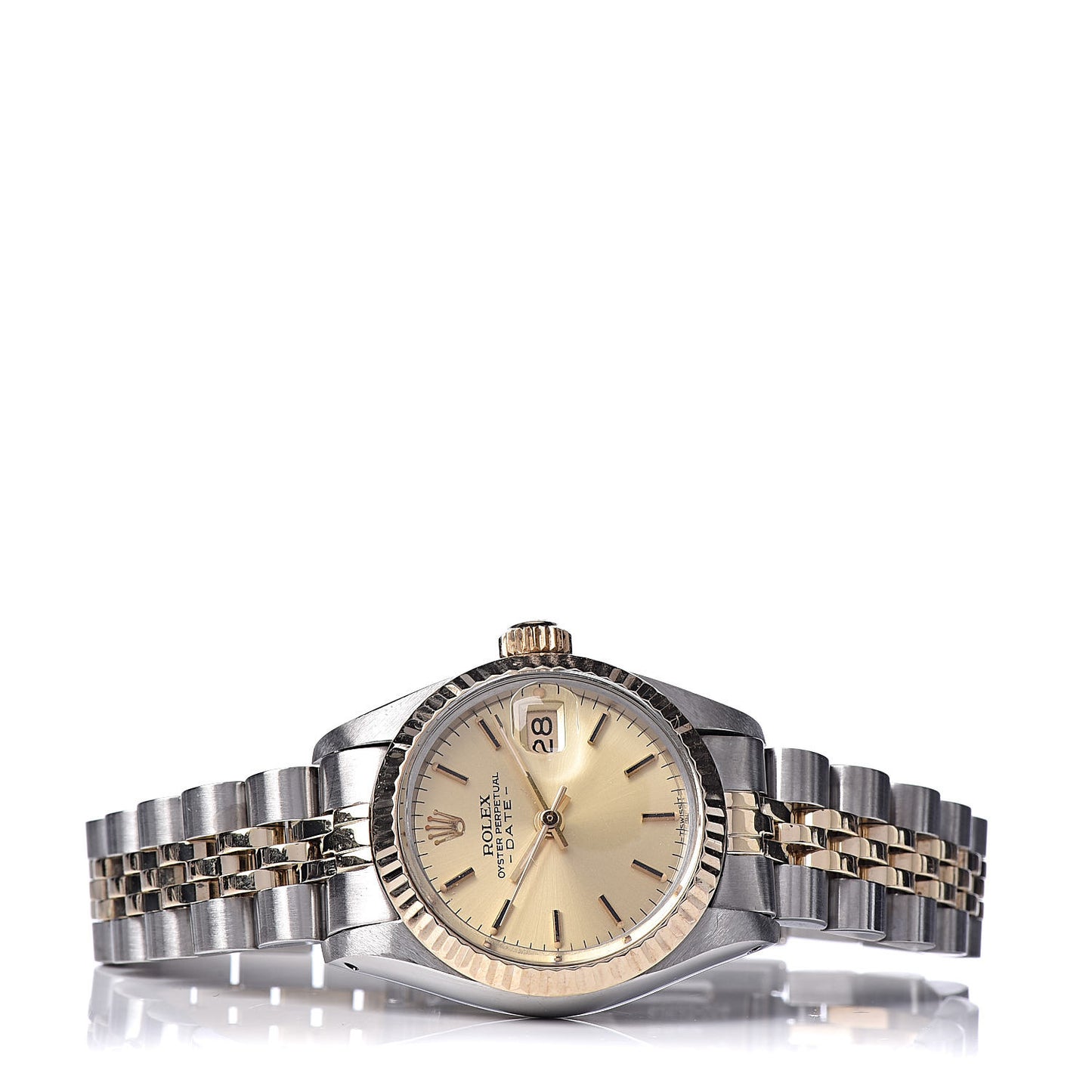 Stainless Steel 14K Yellow Gold 26mm Oyster Perpetual Date Watch Champagne 6917