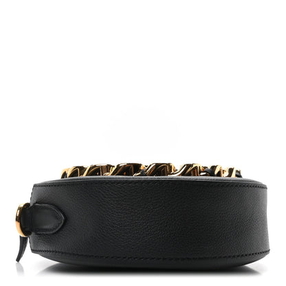Versace Calfskin Mini La Medusa Chain Round Crossbody Bag Black 4 of 10