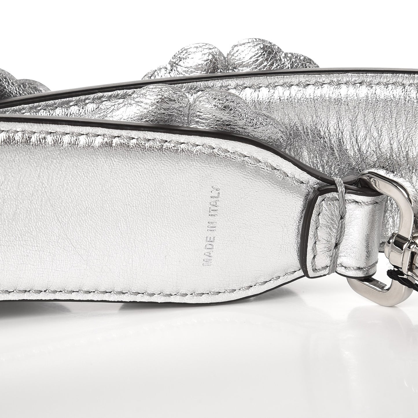 Vitello Catalan Mirror Flowerland Studded Strap You Silver