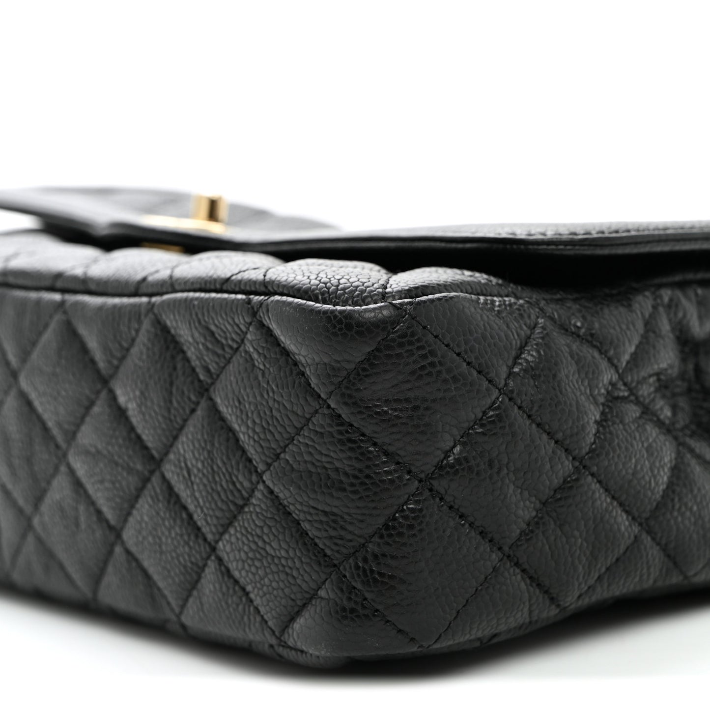 Crumpled Grained Calfskin Medium Two Tone Flap Black