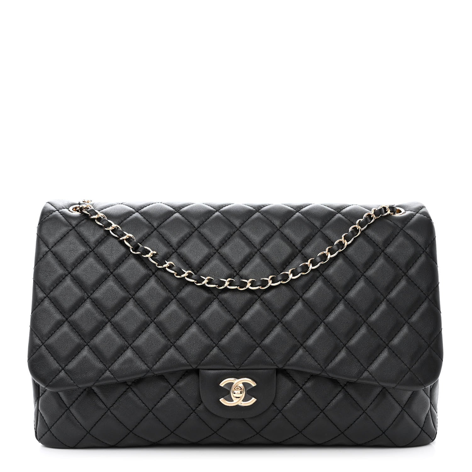 Chanel Calfskin Quilted Small XXL Travel Flap Bag Black 1 of 10