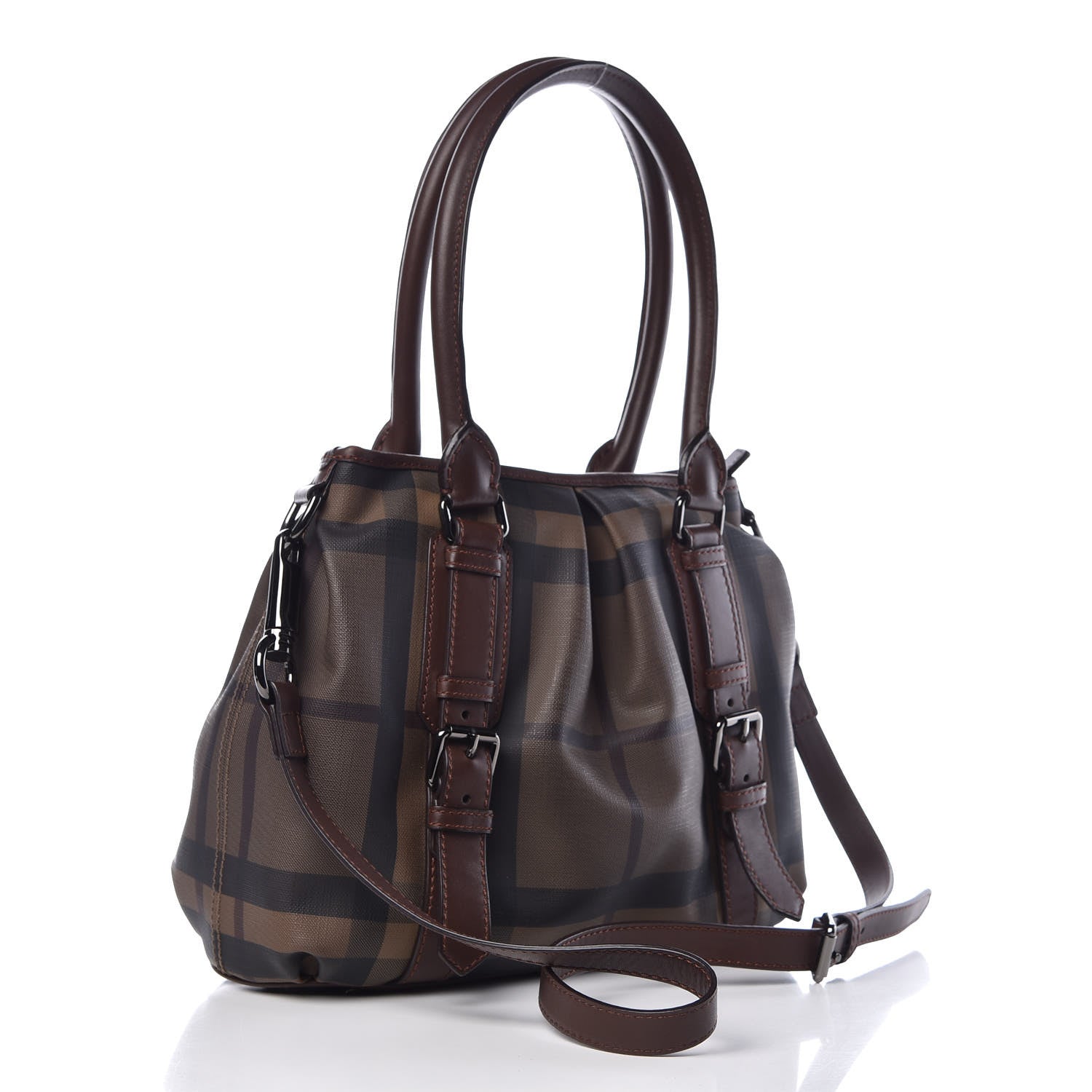 Burberry Smoked Check Small Northfield Tote Dark Tan 4 of 12