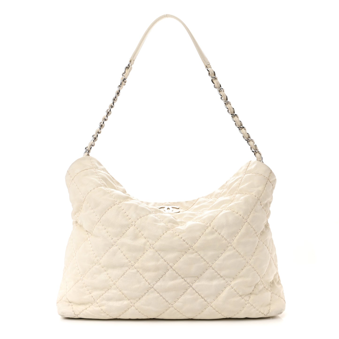 Calfskin Ultimate Stitch Shopping Tote White