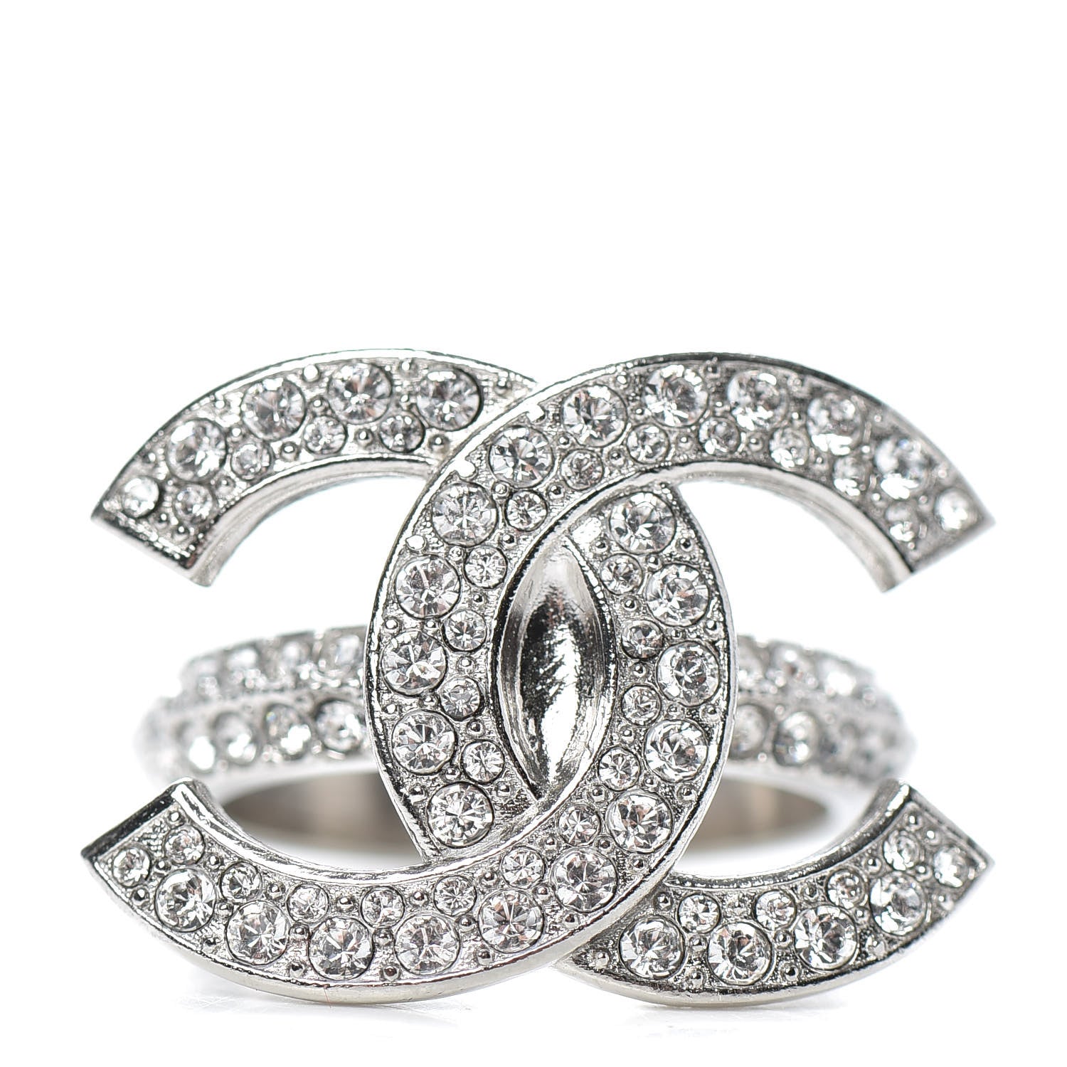 Chanel Crystal Palais Garnier CC Ring 52 6 Silver 1 of 6