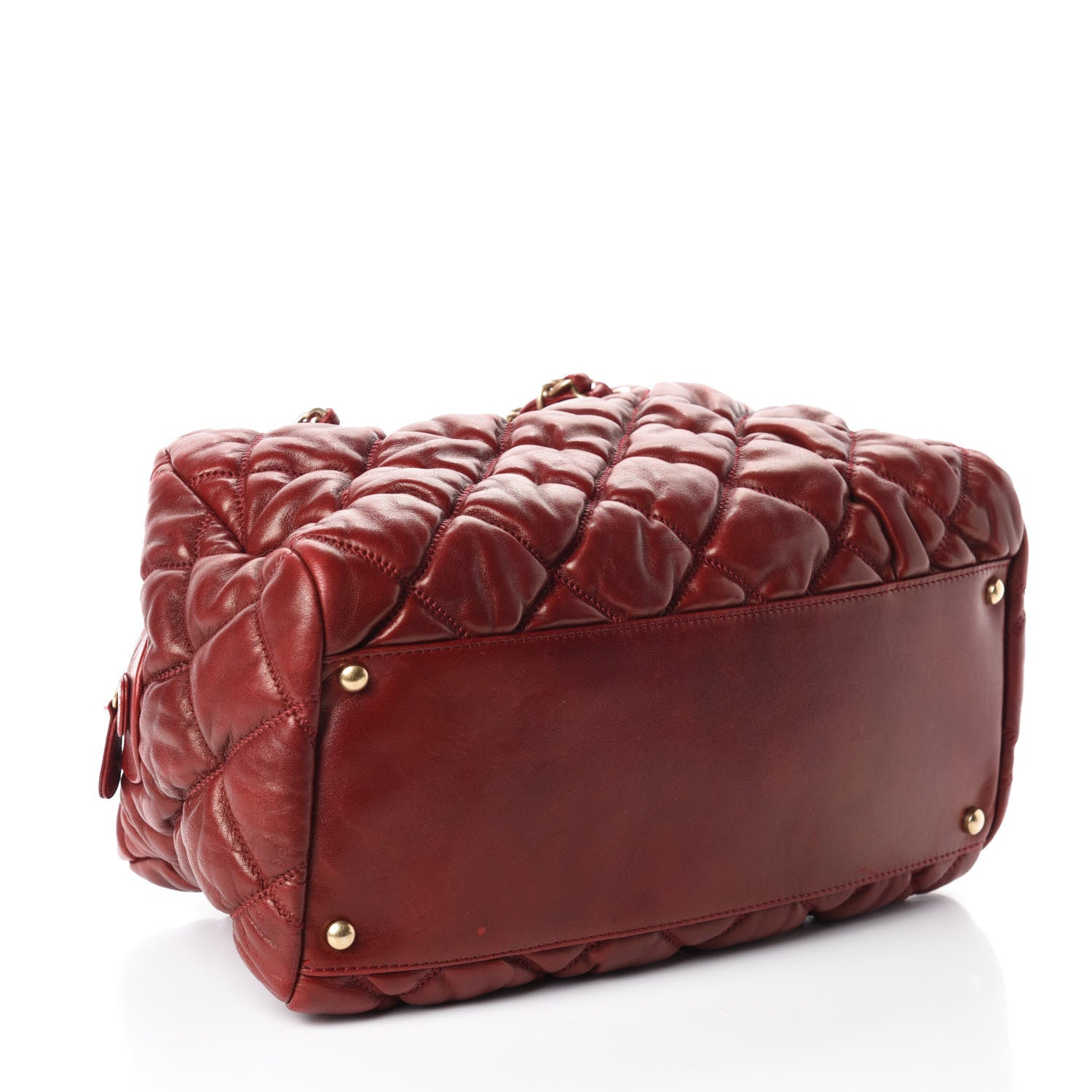 Chanel Lambskin Bubble Quilt Bowler Red 4 of 11