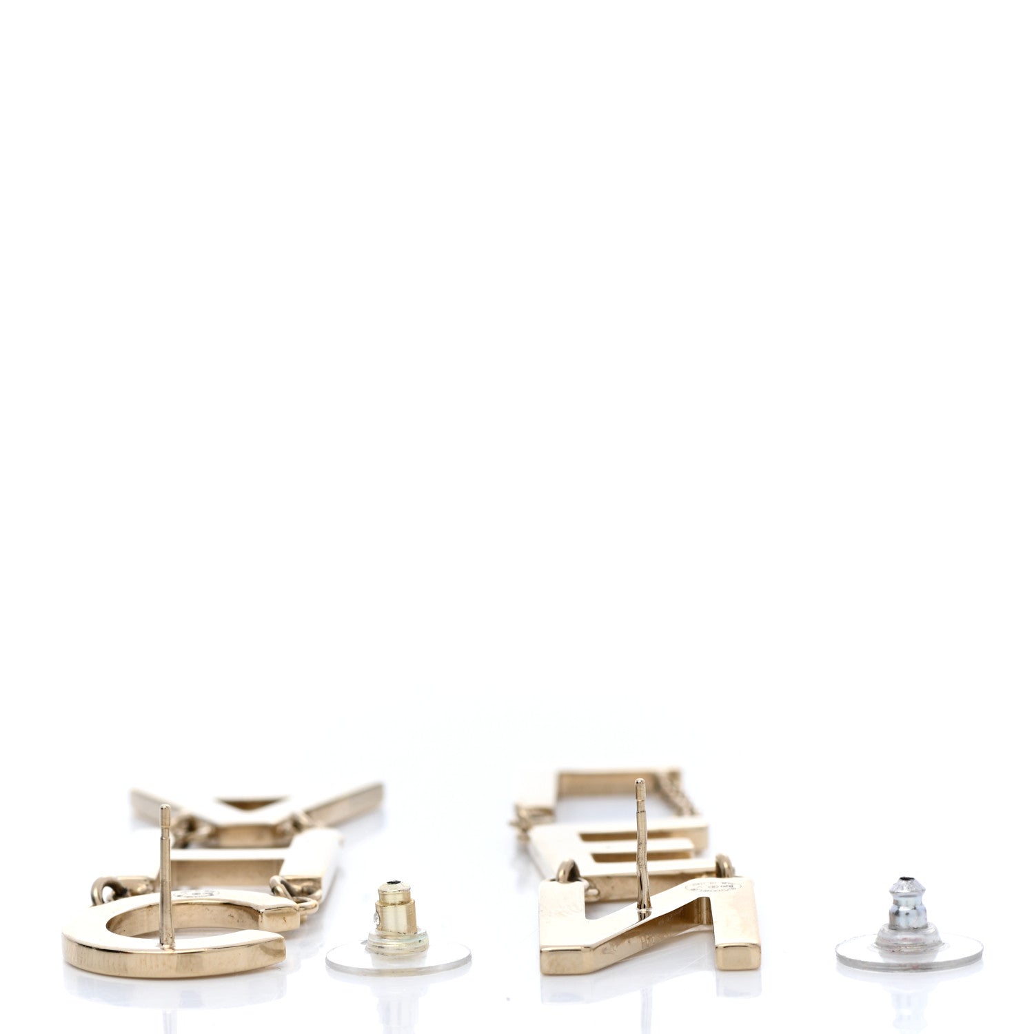Chanel Metal Cha-Nel Logo Drop Earrings Gold 3 of 5