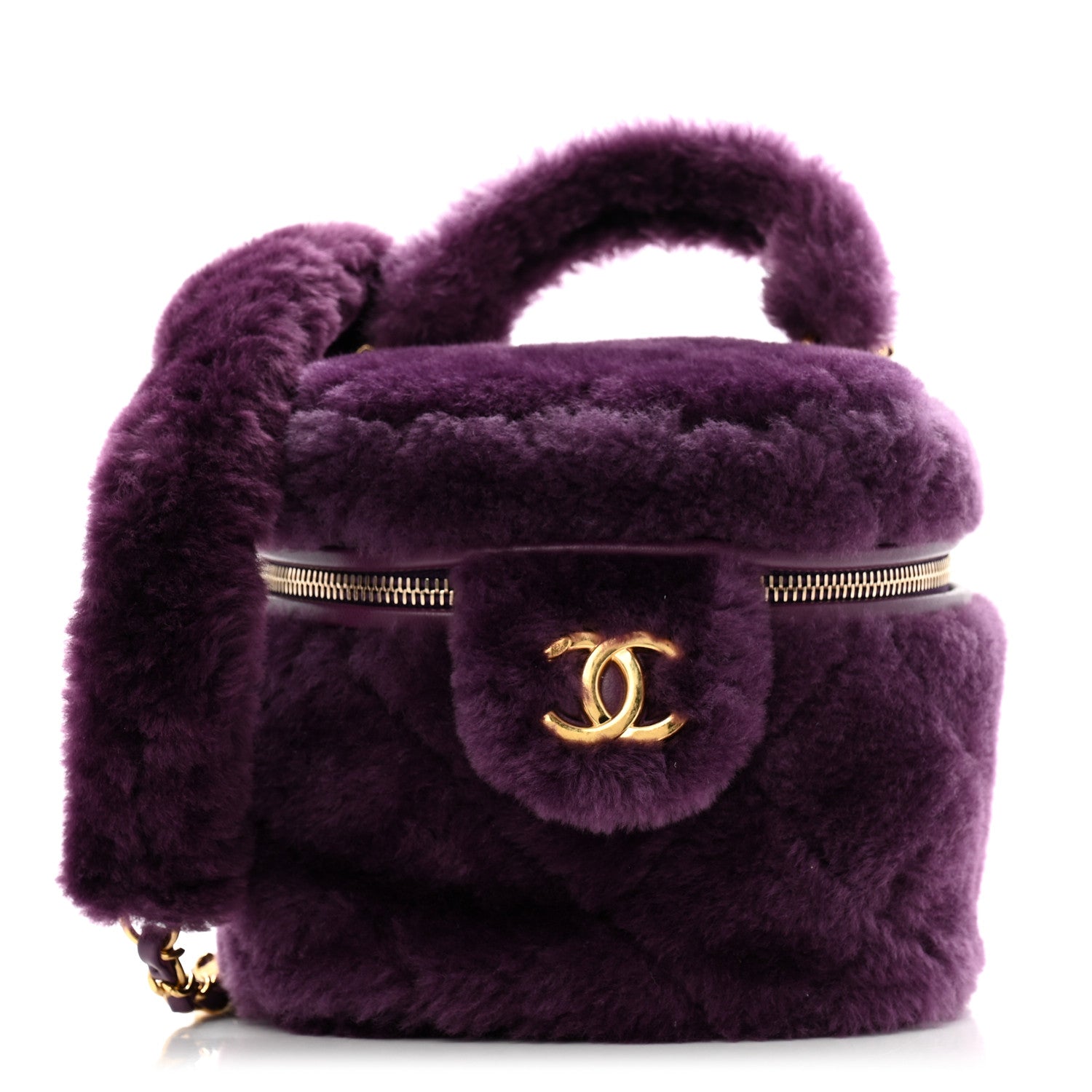 Chanel Shearling Lambskin Quilted Small Vanity Case Purple 1 of 11