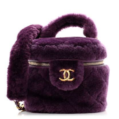 Chanel Shearling Lambskin Quilted Small Vanity Case Purple 1 of 11