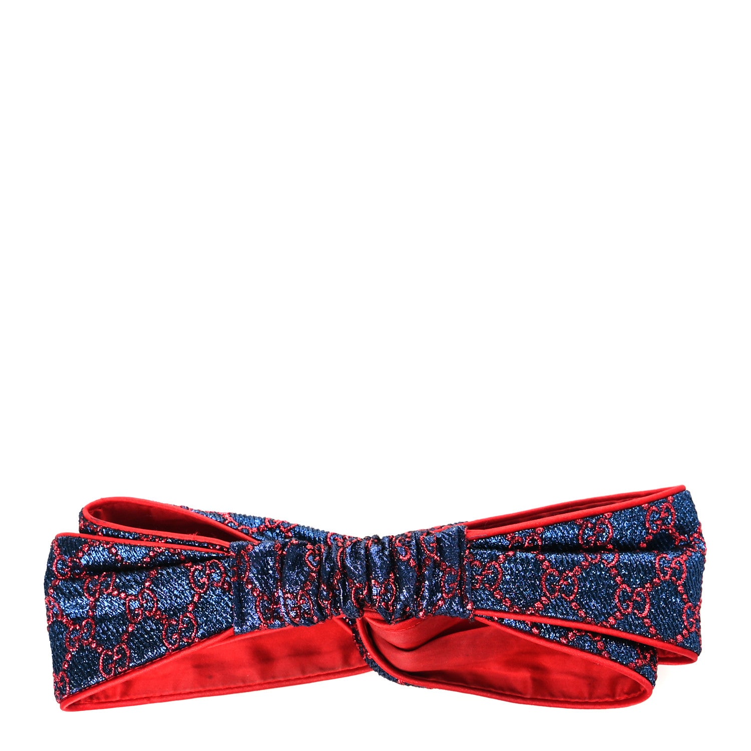 Gucci Cotton Embroidered GG Blend Headband M Blue Red 2 of 7