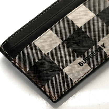 Burberry Calfskin E-canvas Kier Check Card Case Black White 9 of 11