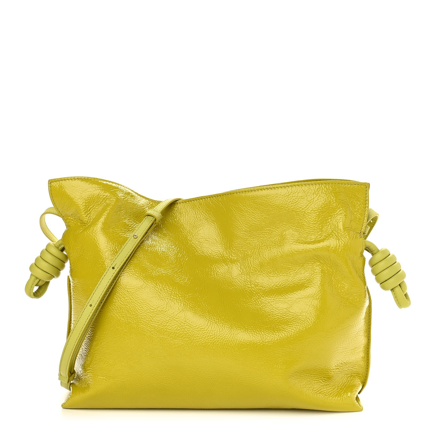 Loewe Crackle Patent Calfskin Small Flamenco Knot Bag Yellow 1 of 12