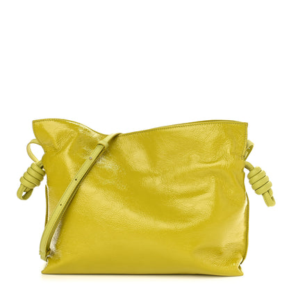 Loewe Crackle Patent Calfskin Small Flamenco Knot Bag Yellow 1 of 12