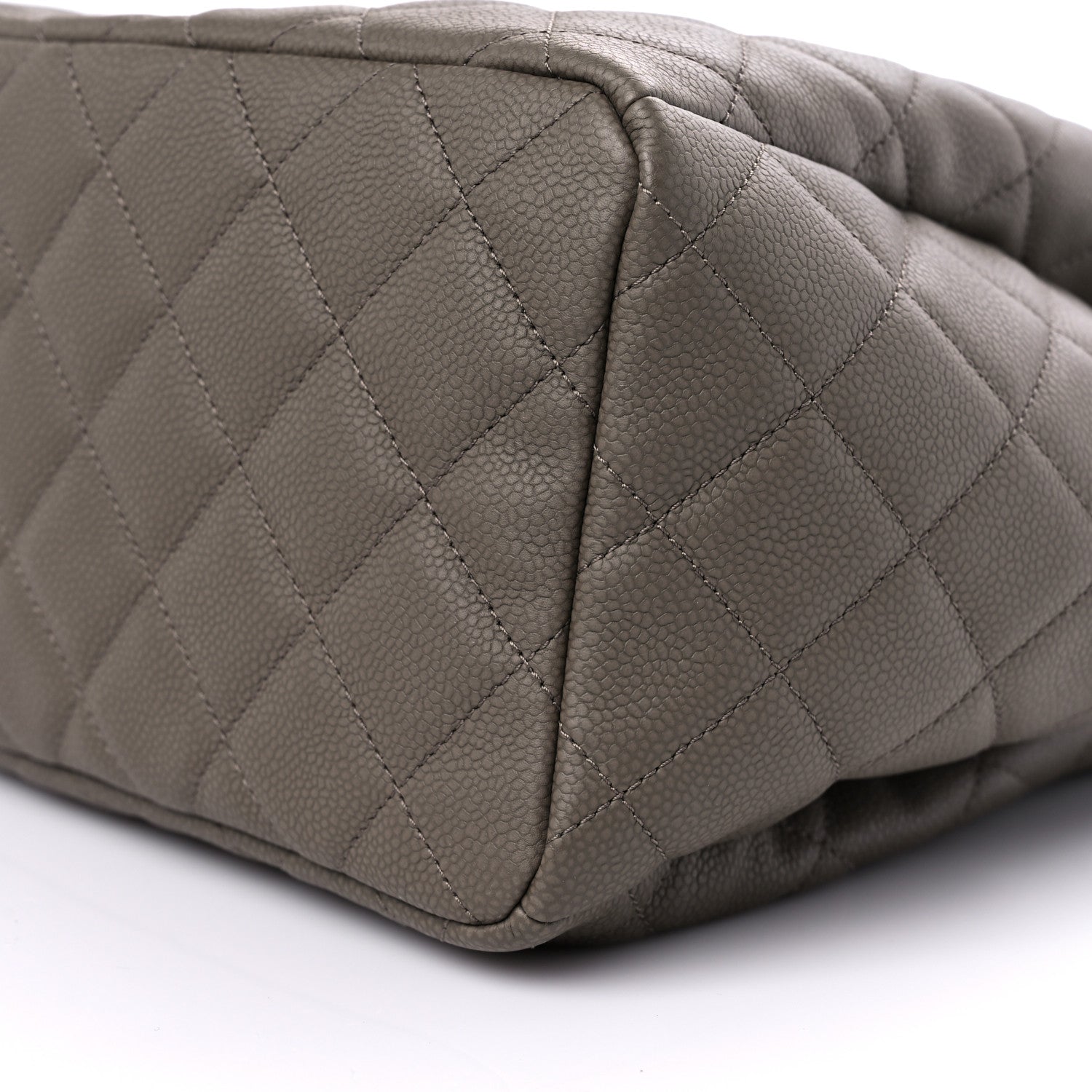 Chanel Caviar Flat Quilted CC Chain Bucket Drawstring Bag Khaki 9 of 10