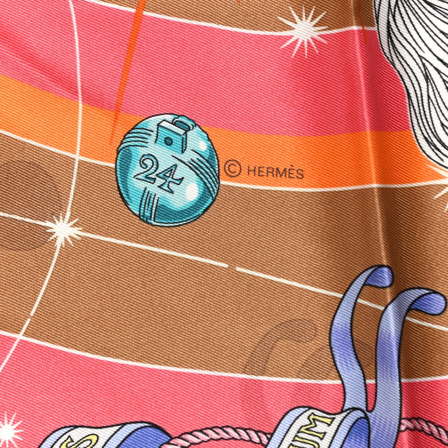 Silk Chorus Stellarum Scarf 70 Orange Beige Dore
