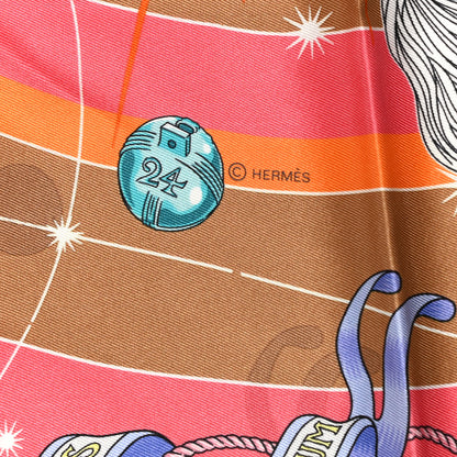 Hermes Silk Chorus Stellarum Scarf 70 Orange Beige Dore 4 of 6