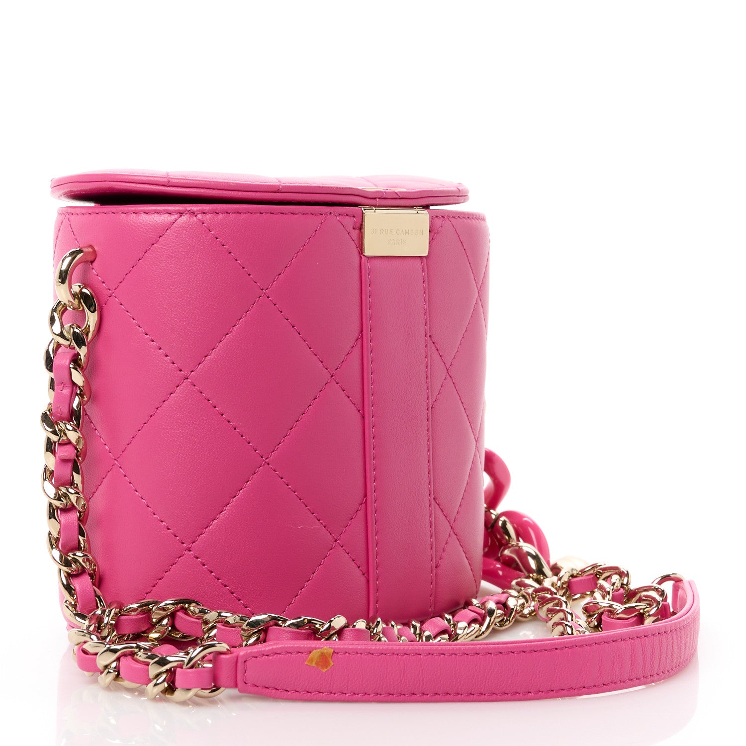 Chanel Lambskin Resin Elegant Chain Vanity Case Dark Pink 3 of 16