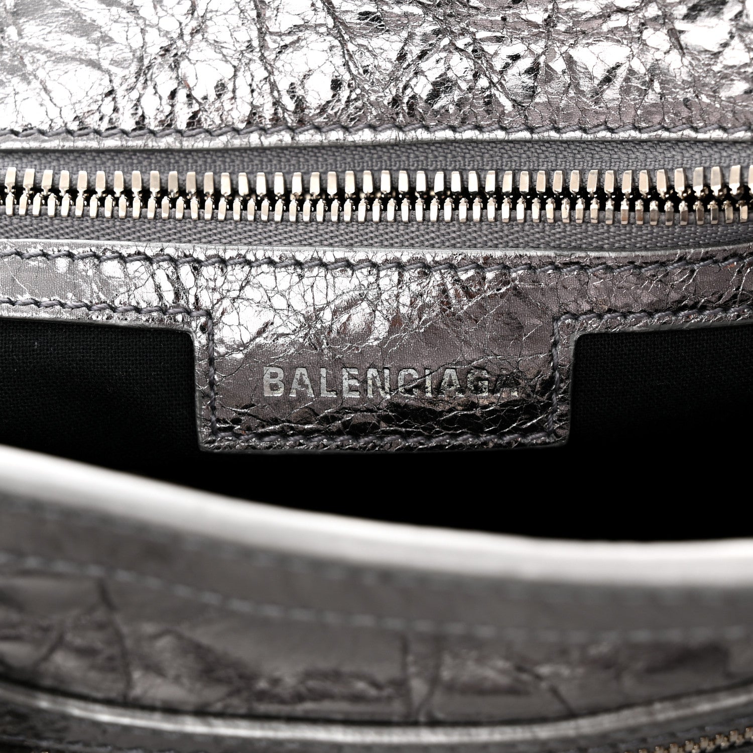 Balenciaga Agneau Arena Crystal Neo Cagole Handbag XS Silver 6 of 10