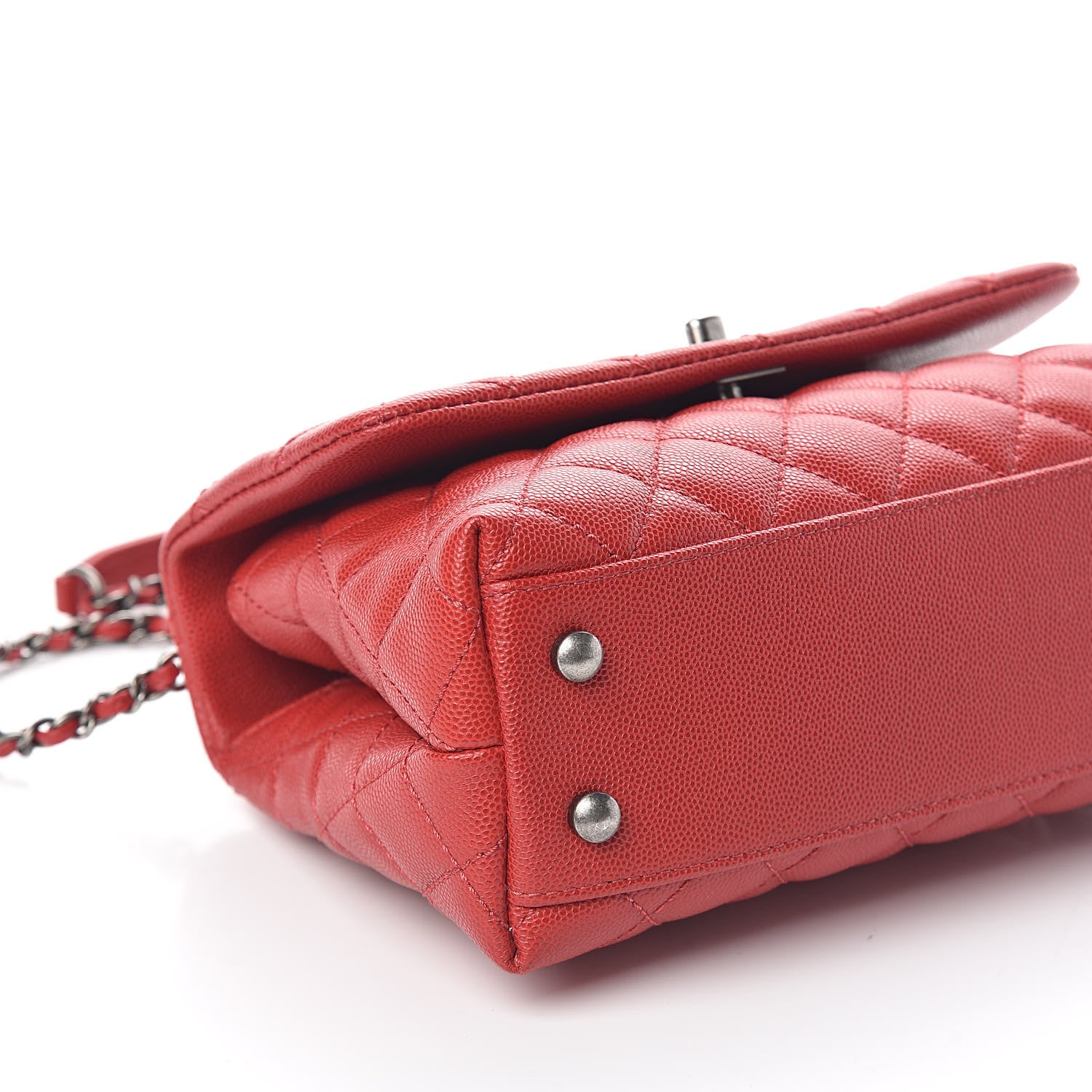 Chanel Caviar Quilted Mini Coco Handle Flap Dark Red 9 of 10