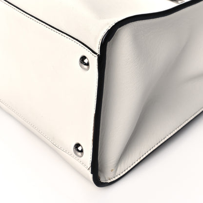 Fendi Vitello Seta Glazed Fabric FF 1974 Medium Peekaboo X-Lite White Ice Mogano Panna 8 of 18