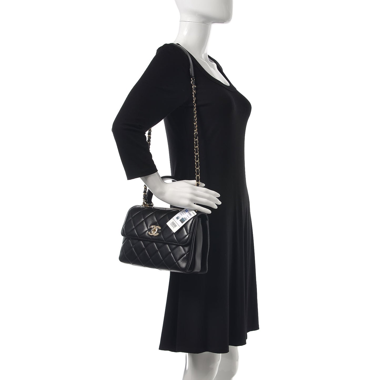 Lambskin Quilted Small Trendy CC Dual Handle Flap Bag Black