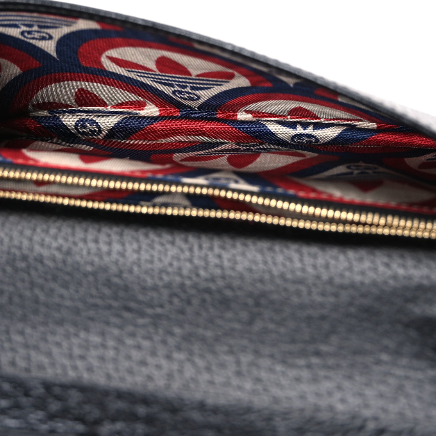 Gucci X ADIDAS Textured Dollar Calfskin Trefoil Embossed Wallet On Chain Off White Black 5 of 10