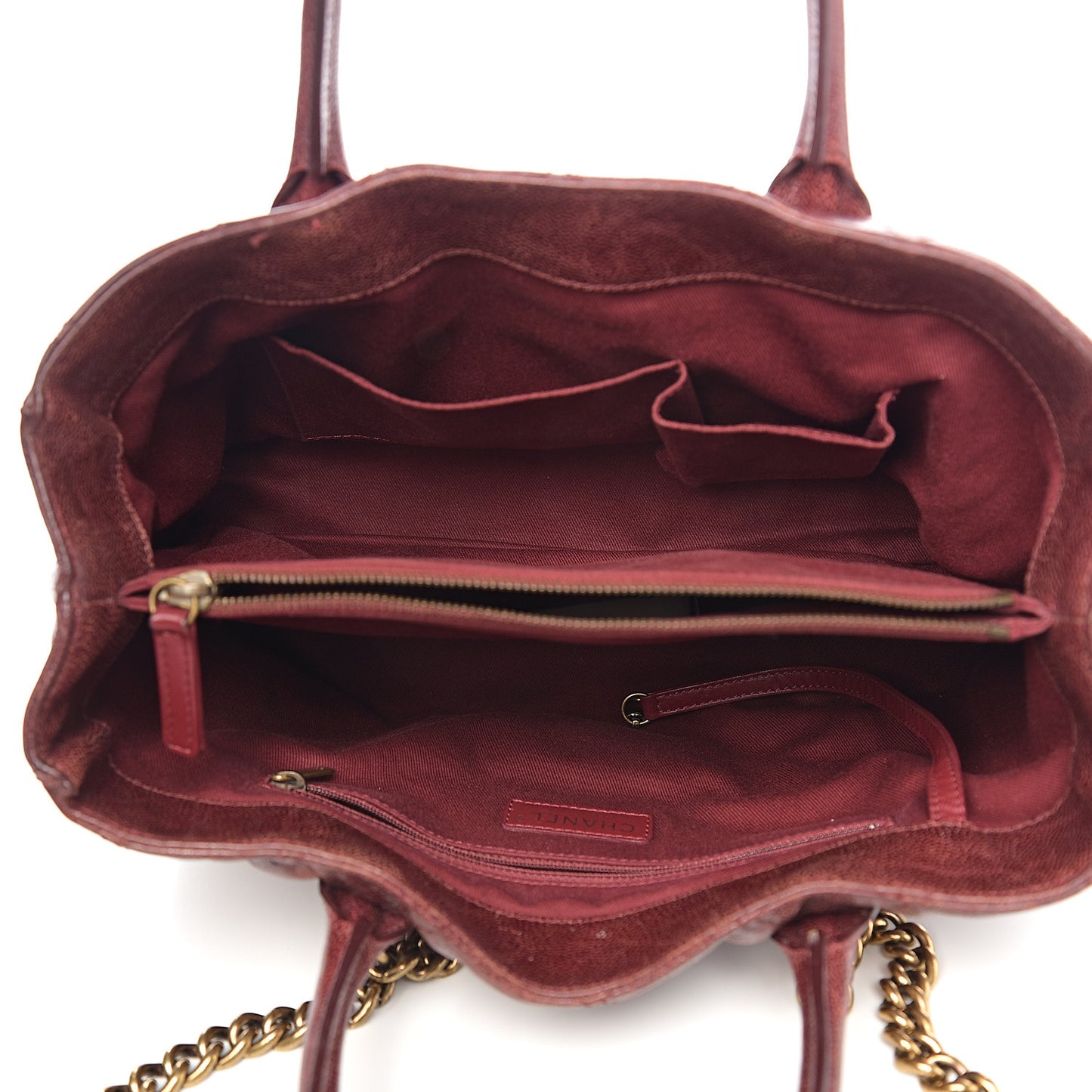 Glazed Caviar Quilted Small Shiva Tote Burgundy