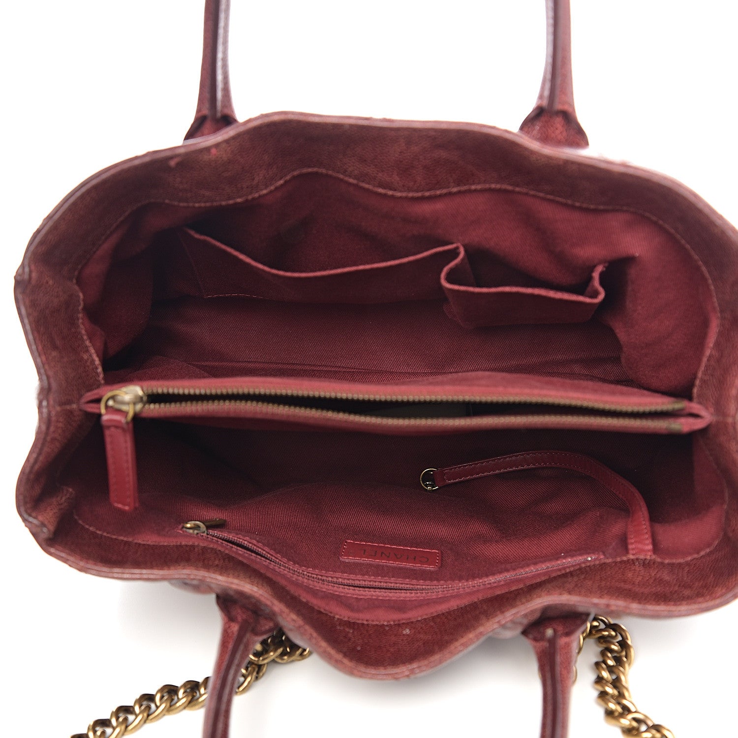 Chanel Glazed Caviar Quilted Small Shiva Tote Burgundy 4 of 11