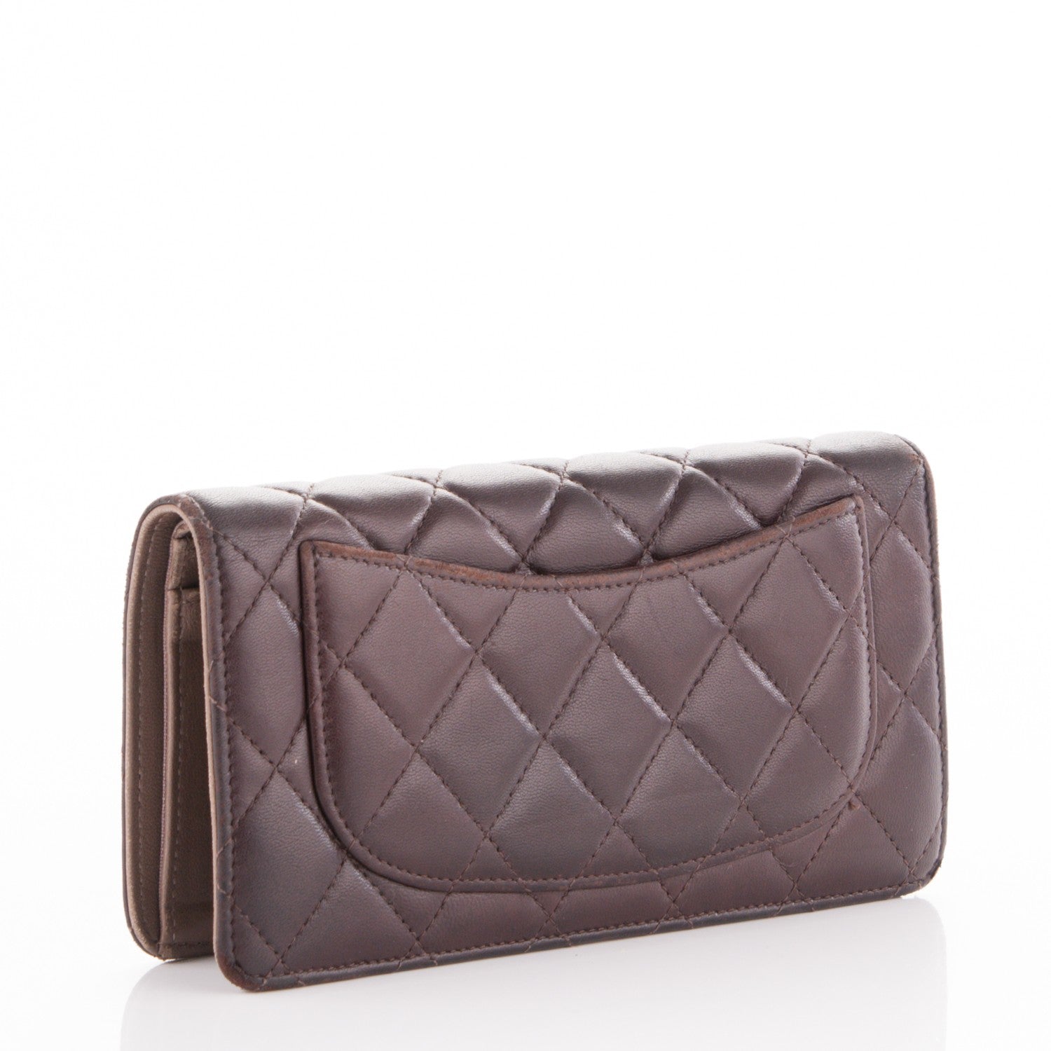 Chanel Lambskin Quilted Yen Wallet Dark Brown 3 of 7