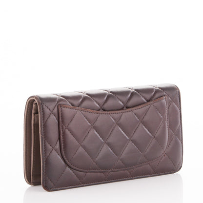 Chanel Lambskin Quilted Yen Wallet Dark Brown 3 of 7