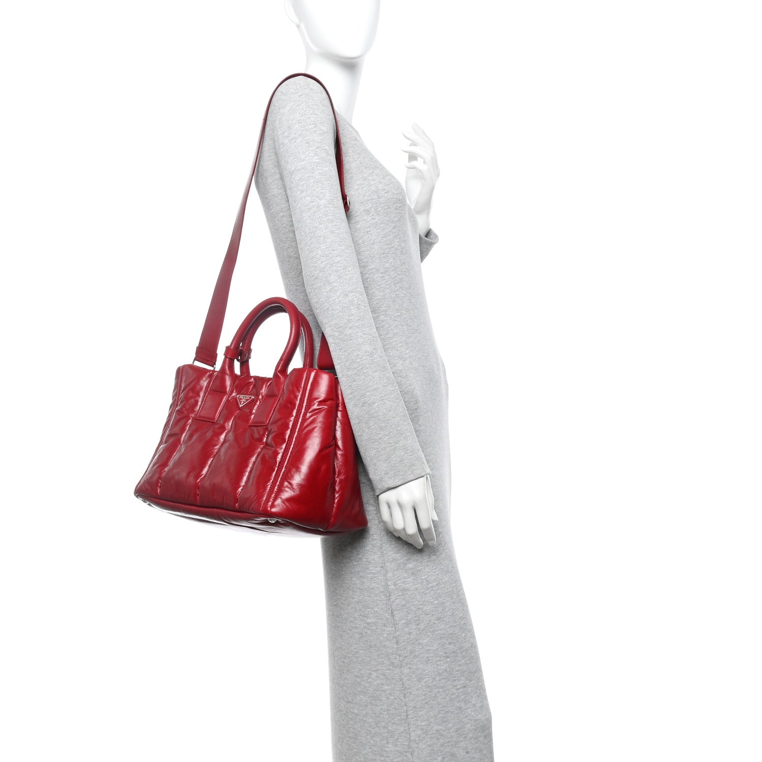 Prada Nappa Bomber Tote Cherry 2 of 10