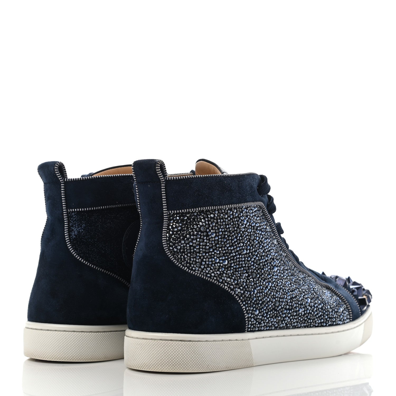 Christian Louboutin Calfskin Veau Velours Strass Mens Louis Spikes Flat Sneakers 42 4 of 13