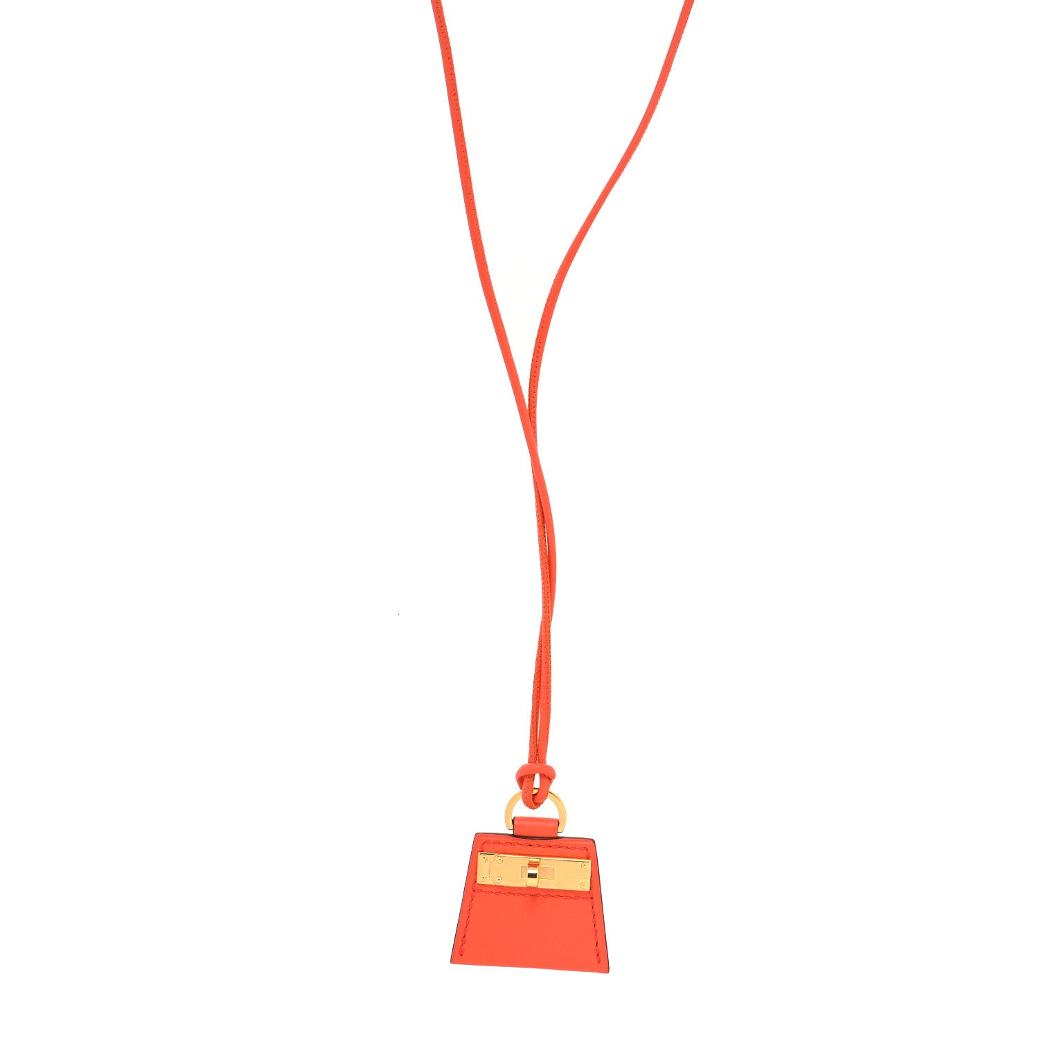 Hermes Swift Small Monpetitkelly Pendant Necklace Orange Poppy 1 of 5