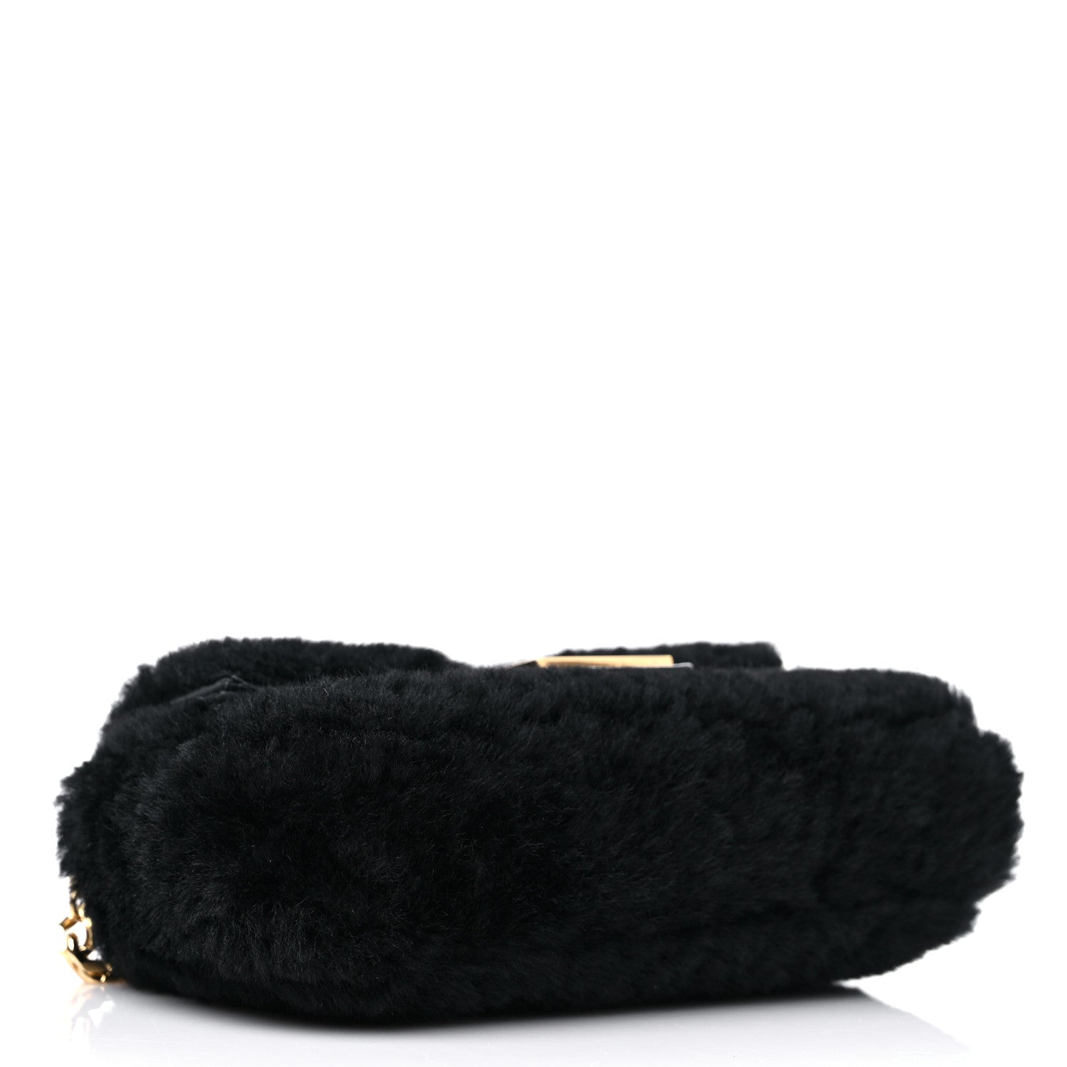 Fendi Shearling Shiny Nappa Micro Baguette Black 4 of 10