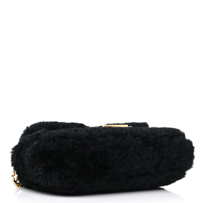 Fendi Shearling Shiny Nappa Micro Baguette Black 4 of 10