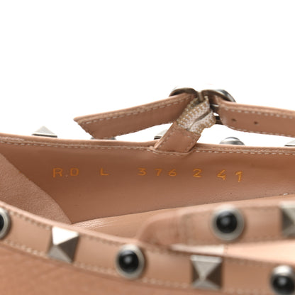 Valentino Garavani Pebbled Calfskin Onyx Rockstud Rolling Cage Ballerina Flats 41 Soft Noisette 8 of 9