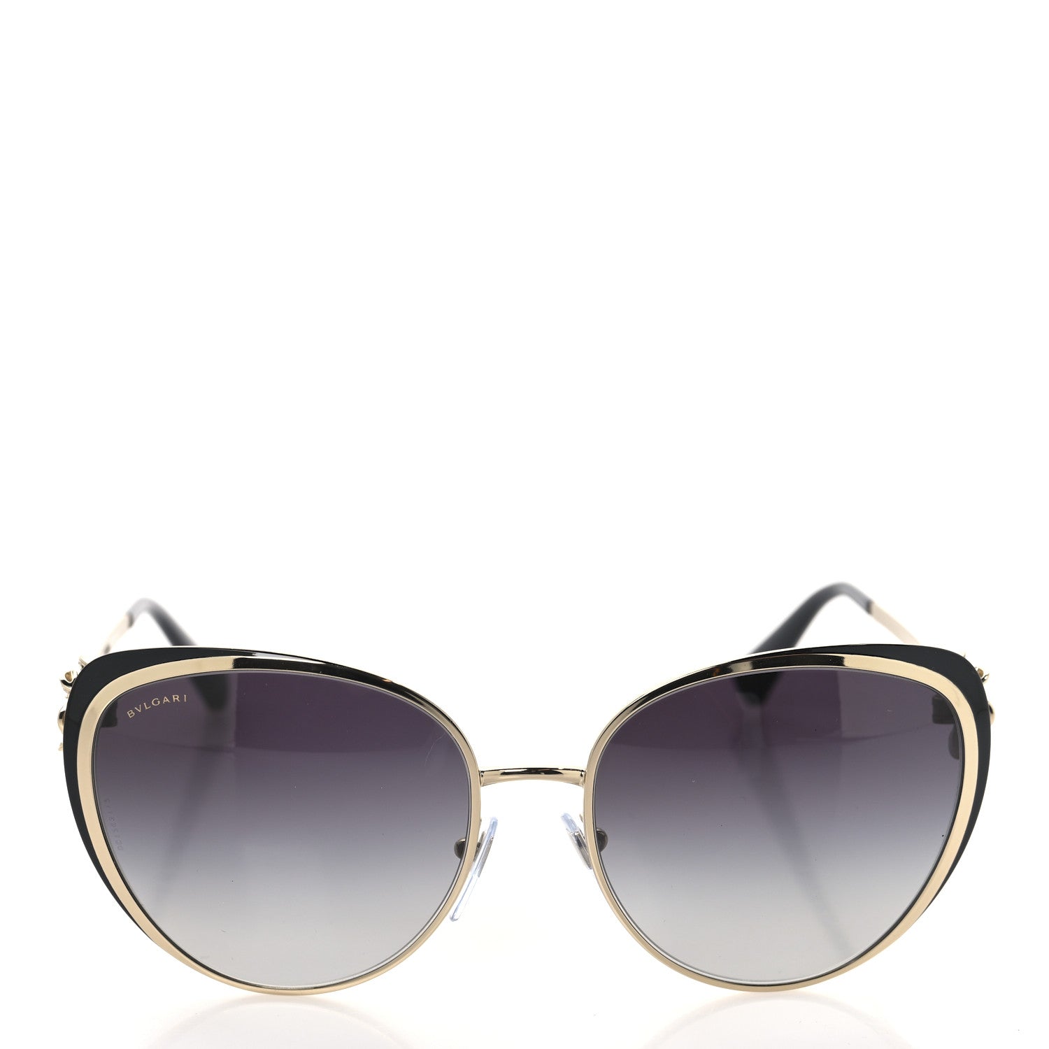 Bulgari Metal Crystal Flower Cat Eye Sunglasses 6092-B Gold Black 2 of 7