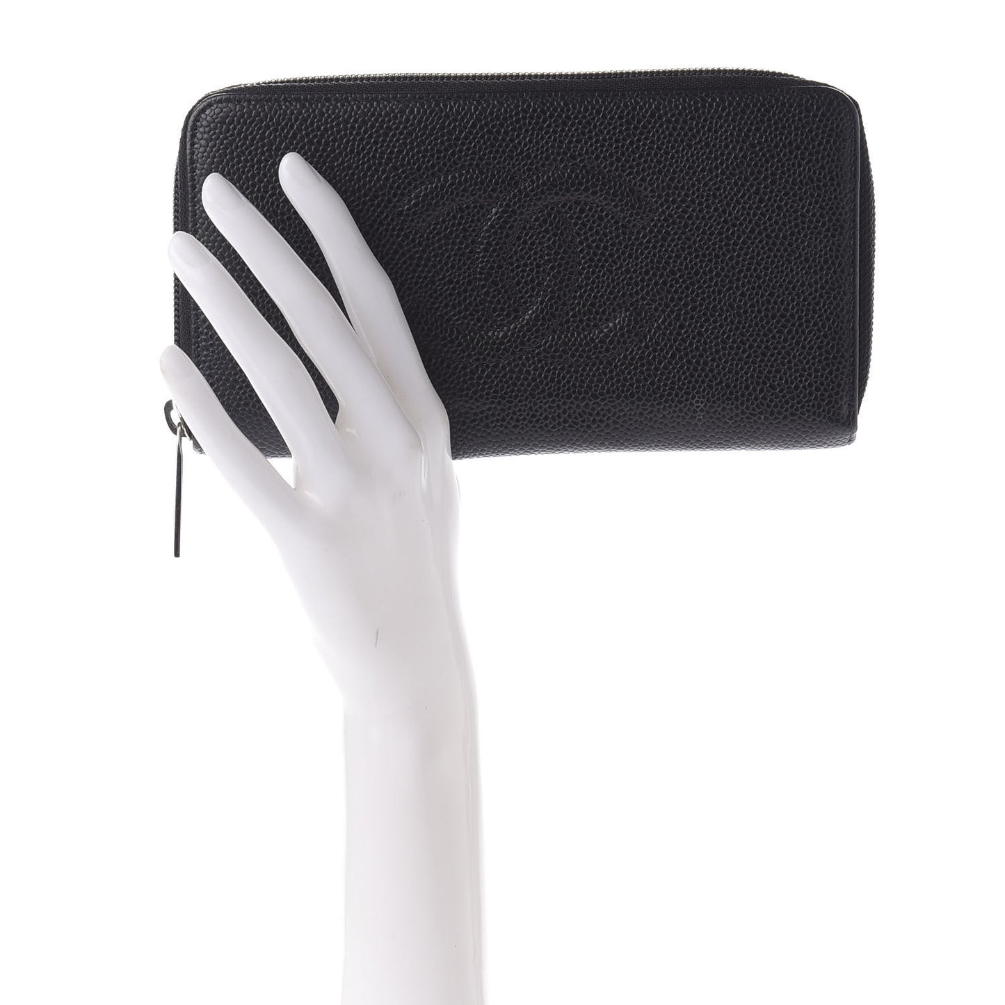 Caviar Timeless CC Large Gusset Zip Around Wallet Black