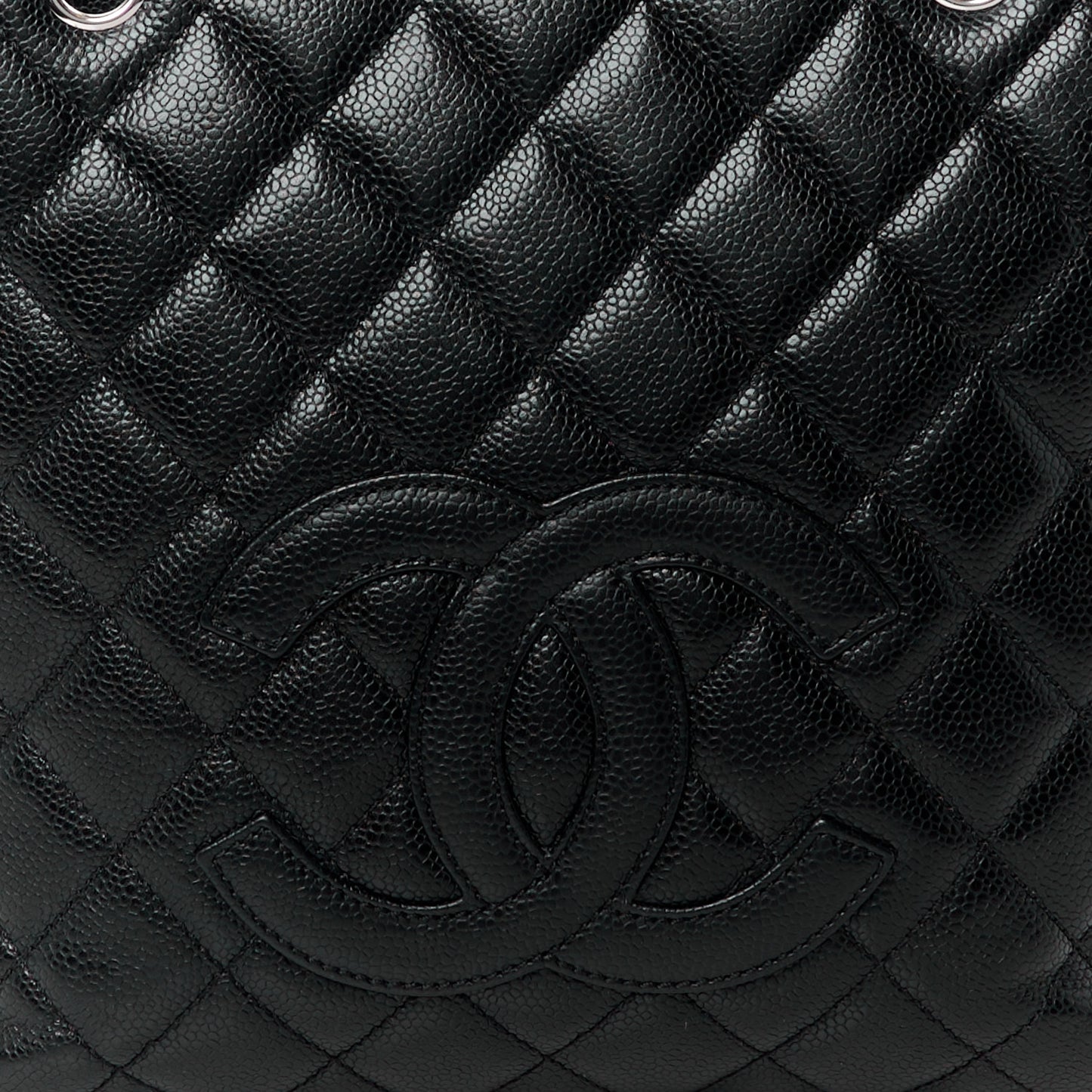 Caviar Quilted Petit Shopping Tote PST Black