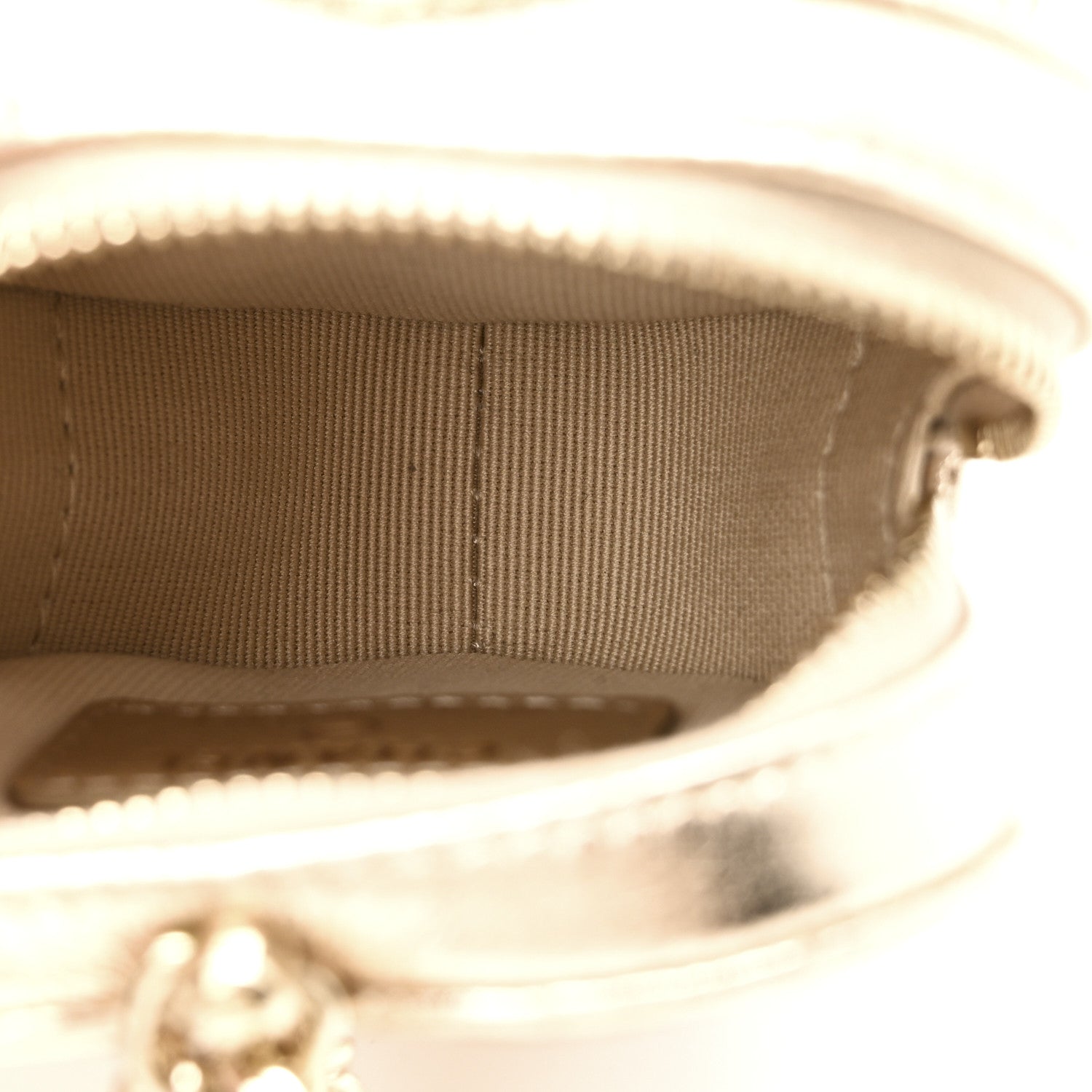 Chanel Metallic Lambskin Quilted CC Mini In Love Heart Bag Charm Gold 5 of 9