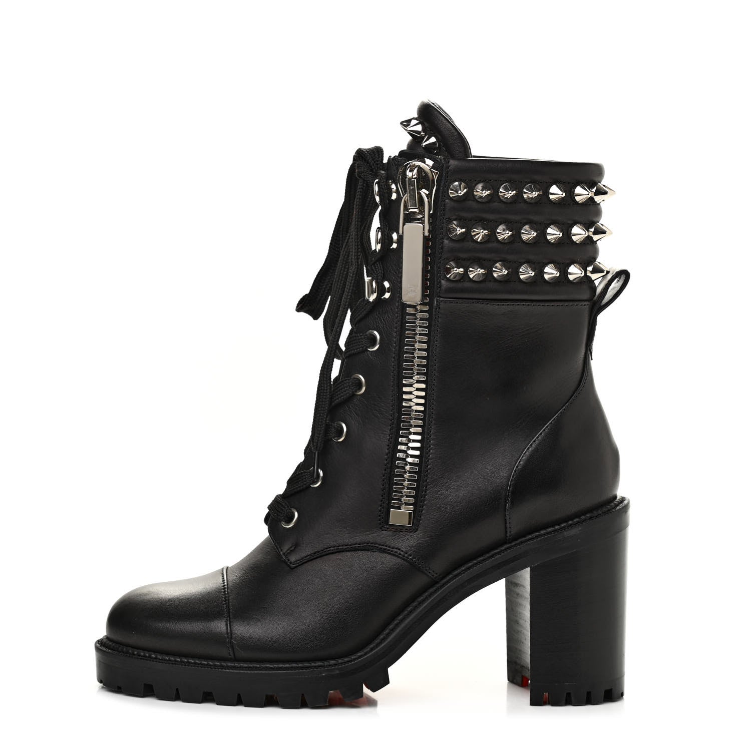 Christian Louboutin Calfskin Winter Spikes 70 Combat Boots 37 Black 1 of 7