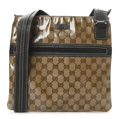 Gucci Crystal Monogram Medium Flat Messenger Bag Dark Brown 1 of 10