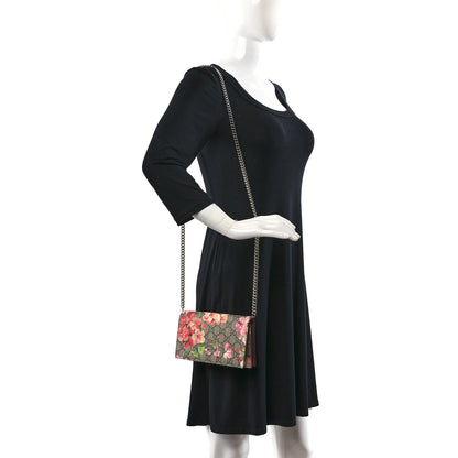 Gucci GG Supreme Monogram Blooms Chain Wallet Beige Multicolor Dry Rose 2 of 11