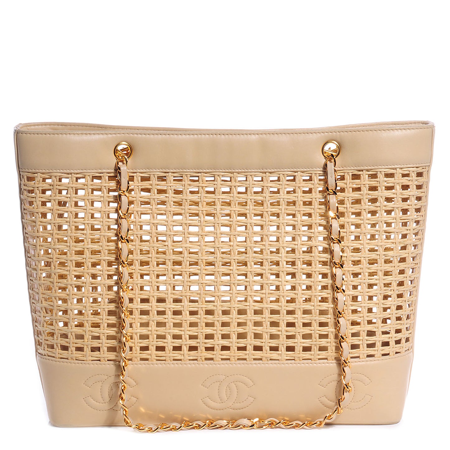 Lambskin Straw Tote Beige