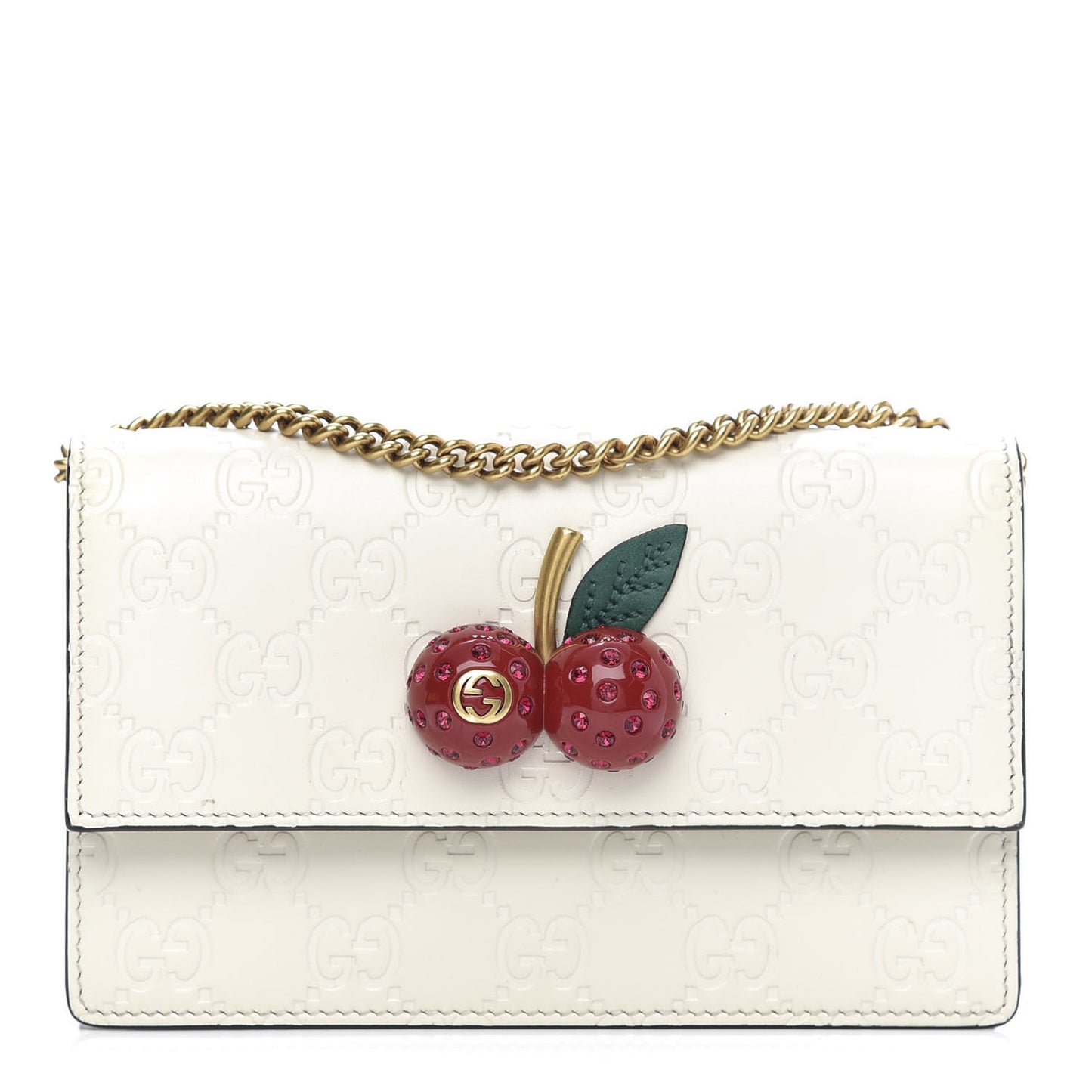 Guccissima Mini Cherry Chain Bag White