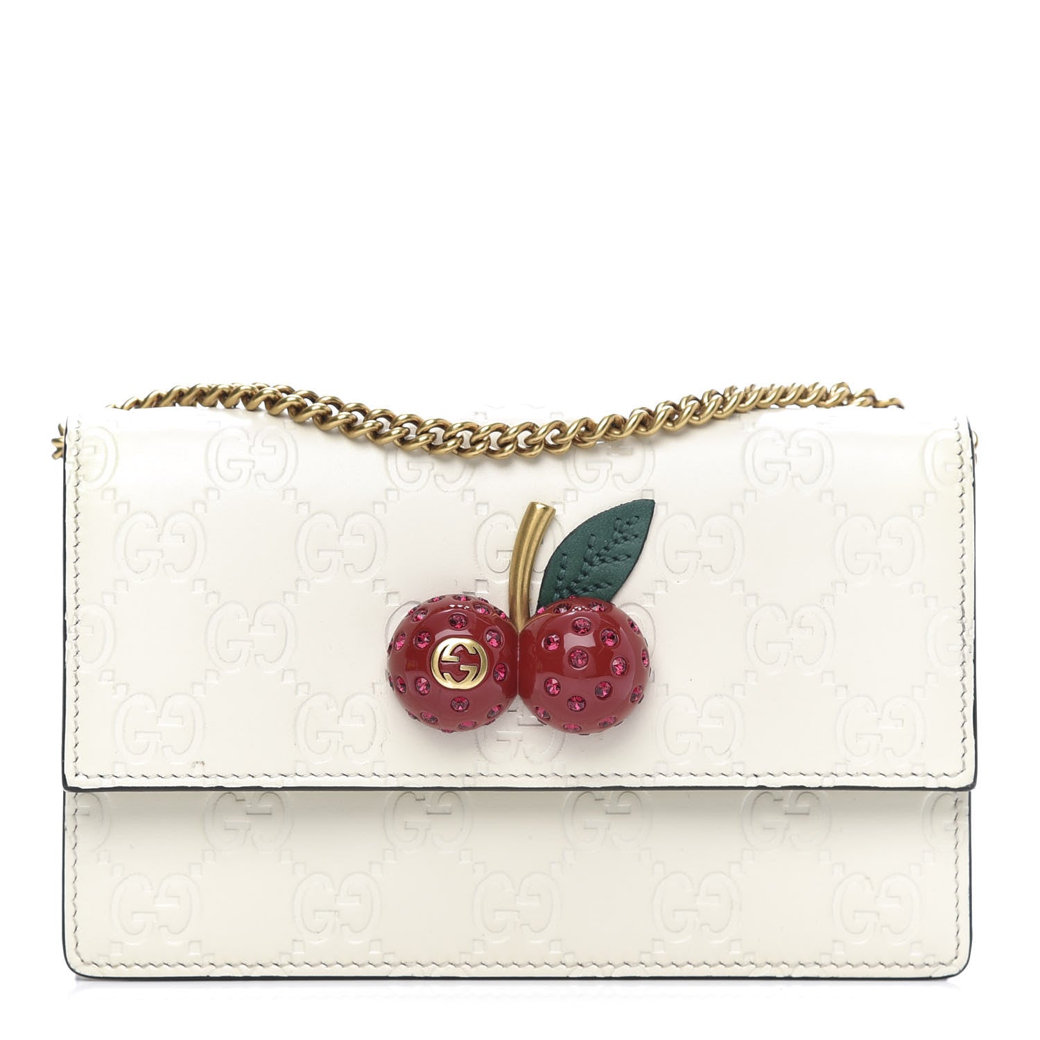 Gucci Guccissima Mini Cherry Chain Bag White 1 of 13