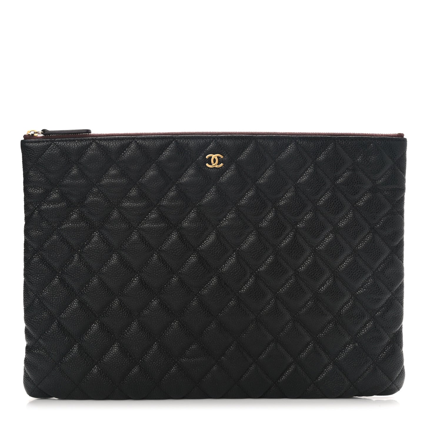 Caviar Quilted Large Cosmetic Case Black