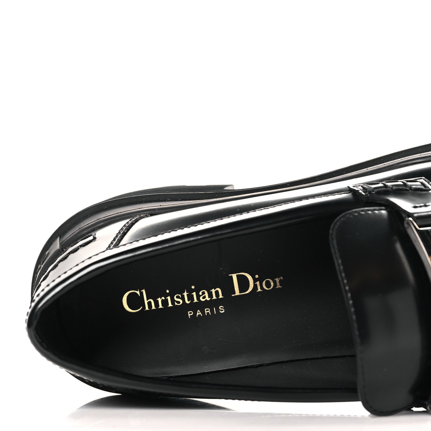 Brushed Calfskin Dior Code Lug Sole Platform 35mm Loafers 39.5 Black