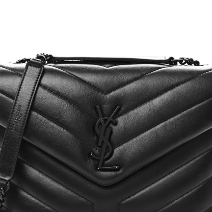 Saint Laurent Calfskin Y Quilted Monogram Monochrome Small Loulou Chain Satchel Black 8 of 10