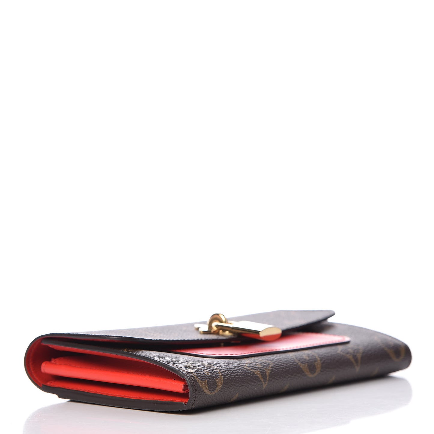 Monogram Flower Lock Long Wallet Coquelicot