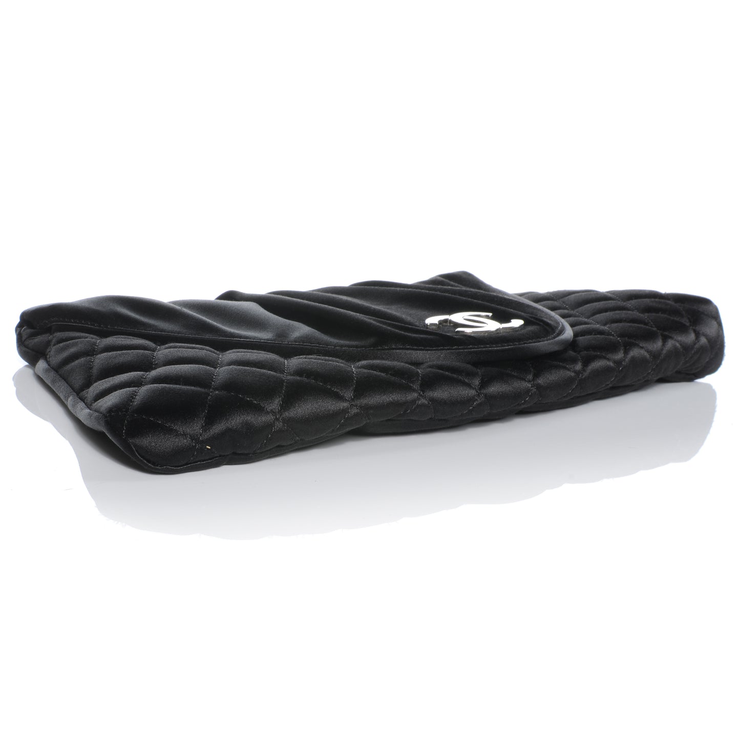 Satin Flap Clutch Black